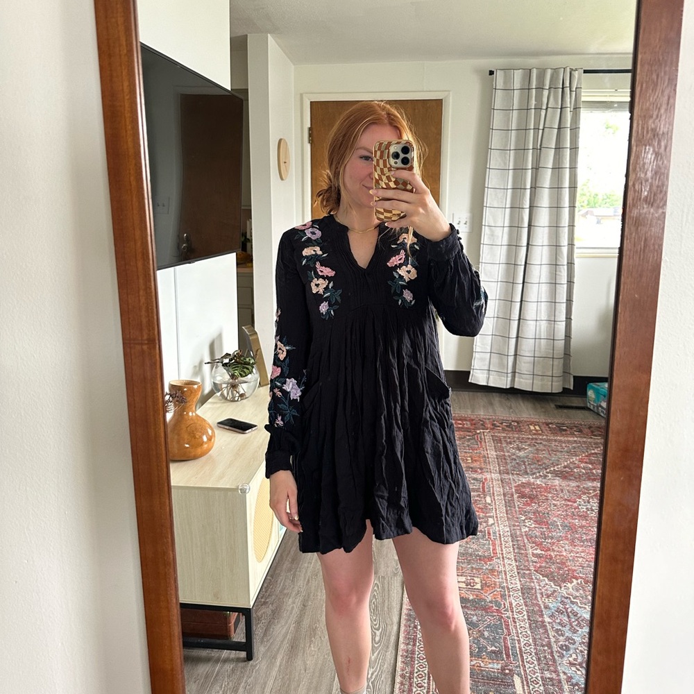 FREE PEOPLE Embroidered Mini Dress